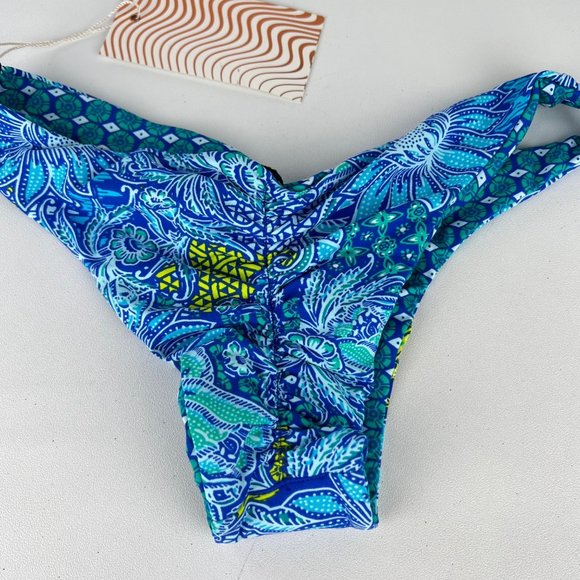 Kikirio Womens Blue Floral Cheeky Bikini Swim Bottom Reversible size Small - Picture 5 of 12